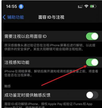 潮南苹果14维修网点分享iPhone14注视感知功能有什么用 